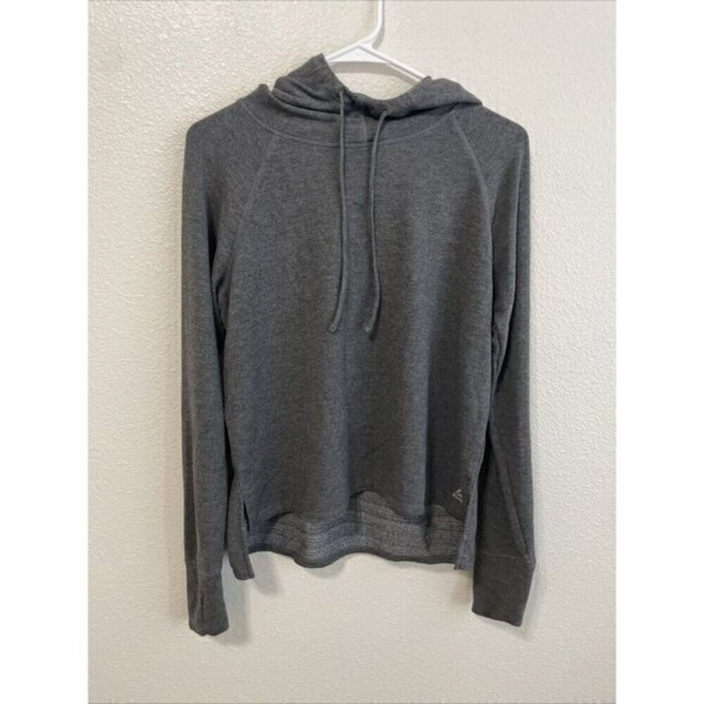 Reebok Hoodie Women Medium Gray Excellent Thumbhole‎ High-Low Hem Sweatshirt